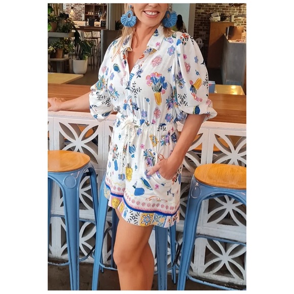 LABEL OF LOVE Women’s Size M White Euro Summer Portofino Linen Playsuit Romper - Picture 13 of 13